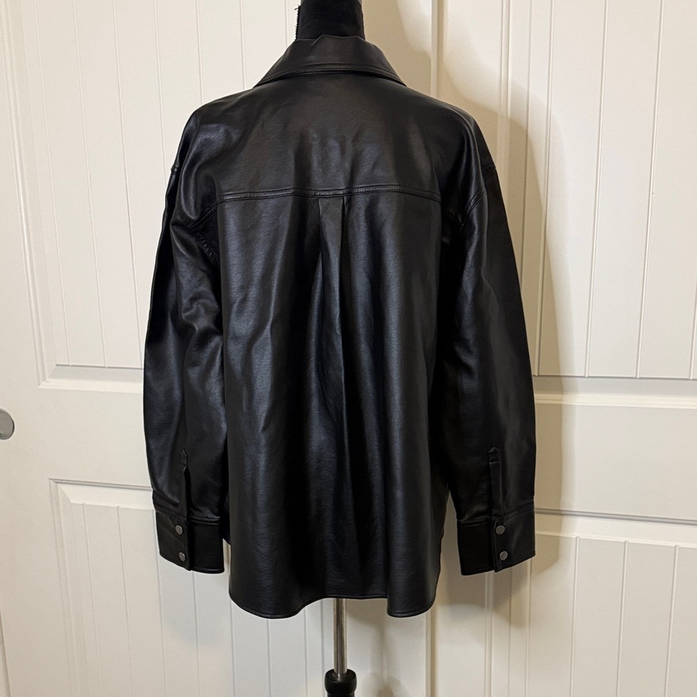 Baccini Women's Classic Faux Black Leather Jacket - Picture 3 of 10